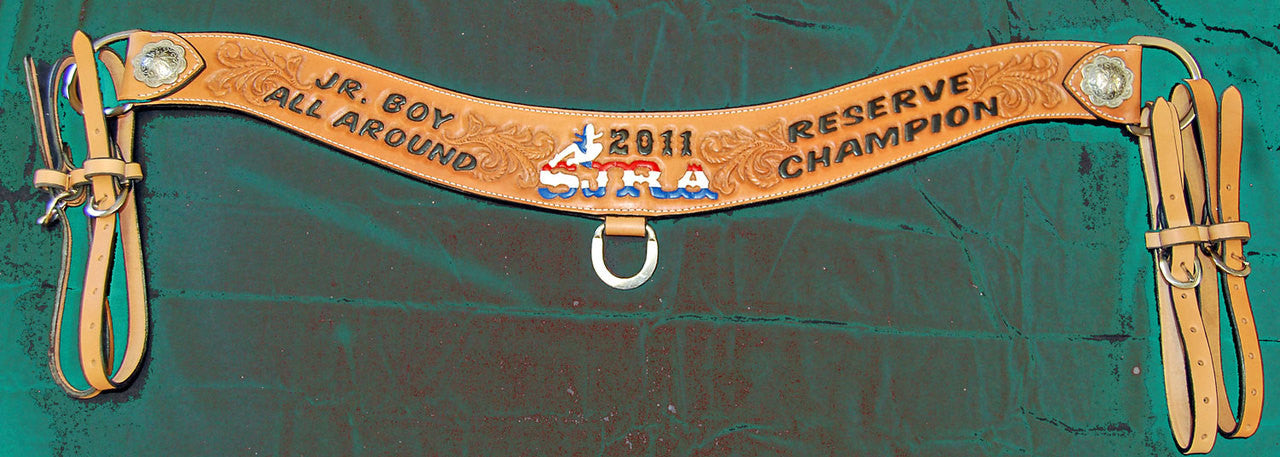 Custom leather award tripping collar roping breast collar