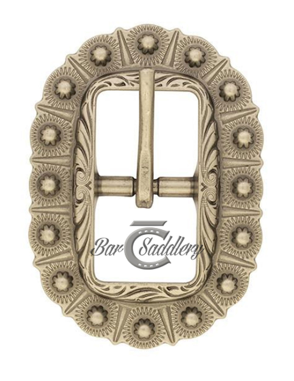 Antique engraved oval berry buckle