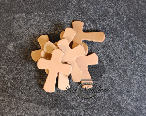 Bulk Leather Cross Blanks - Saddle Charms (10 pack)