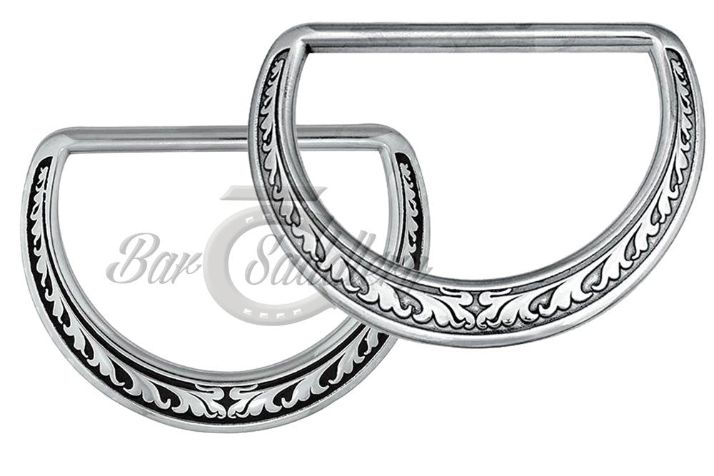 Stainless steel saddle dees. Floral - Horse Shoe brand by Jeremiah Watt