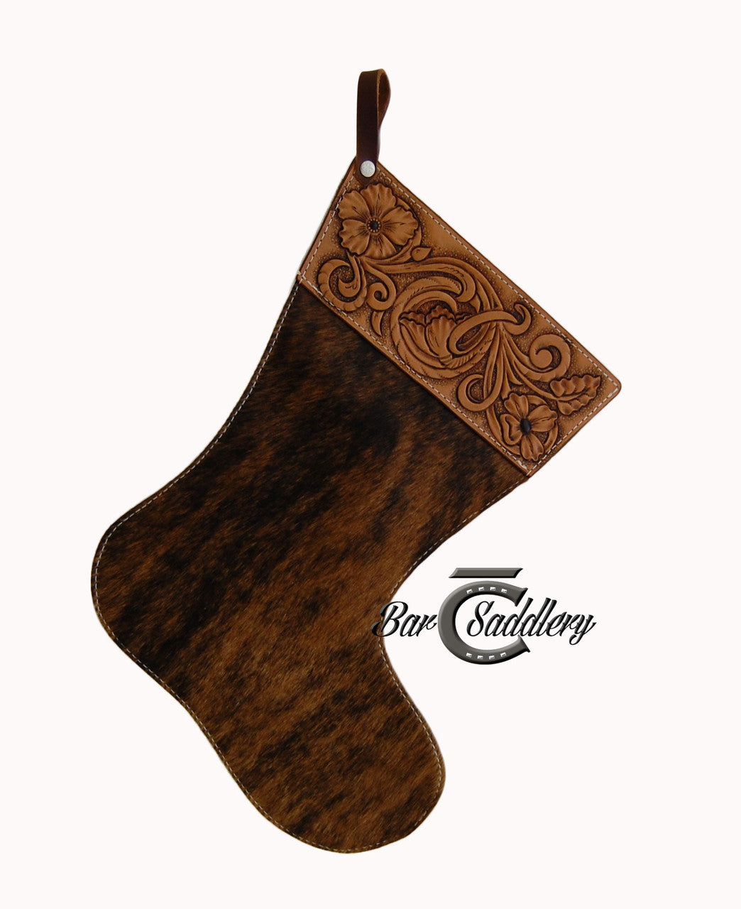 Hand Tooled Leather Christmas Stocking