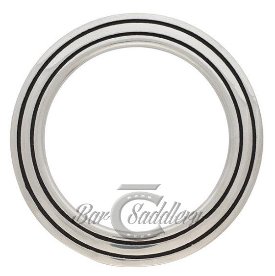 Smooth Stainless Steel Breast Collar Ring with double black accent grooves.  