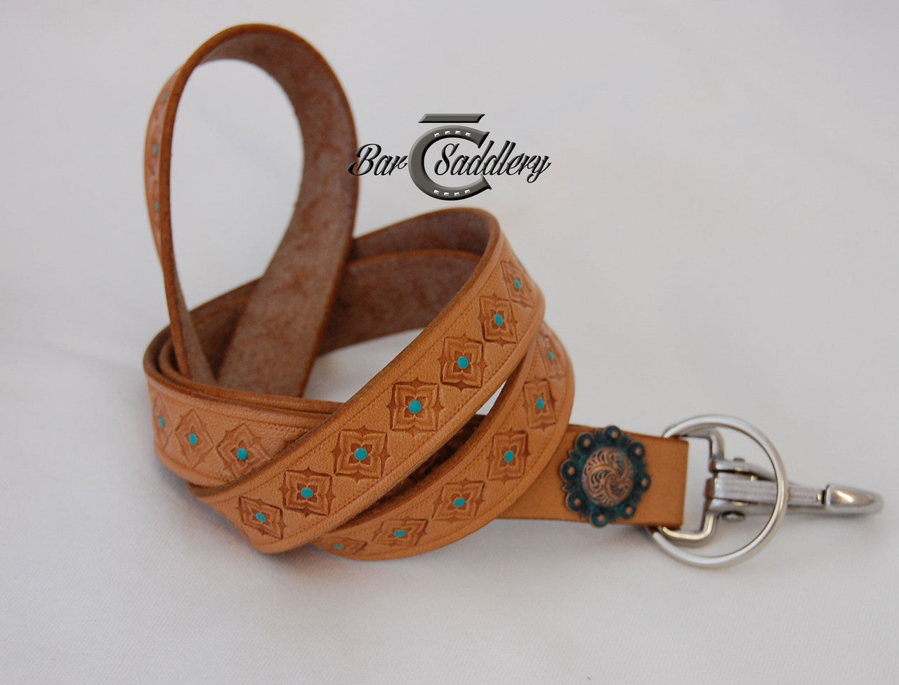 Turquoise Diamond lanyard with Copper Concho