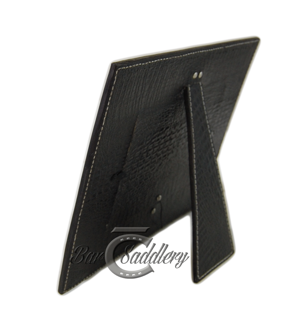 Table top 5 X 7 picture frame with black genuine leather backing