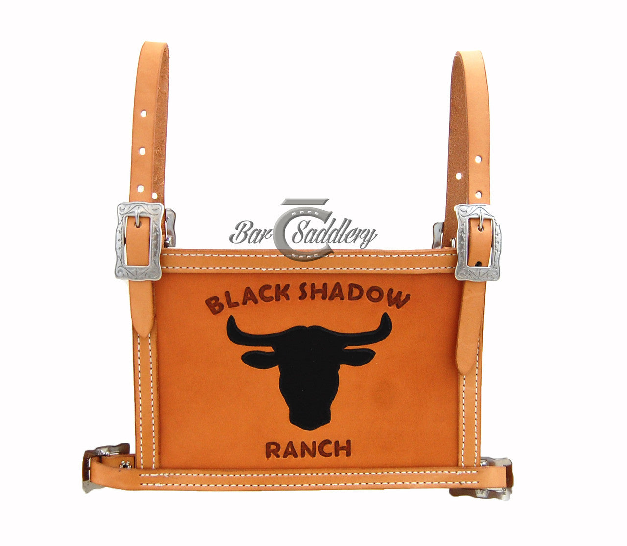 Custom Leather Livestock Exhibitor Show Number Harness - Ranch Brand or Logo