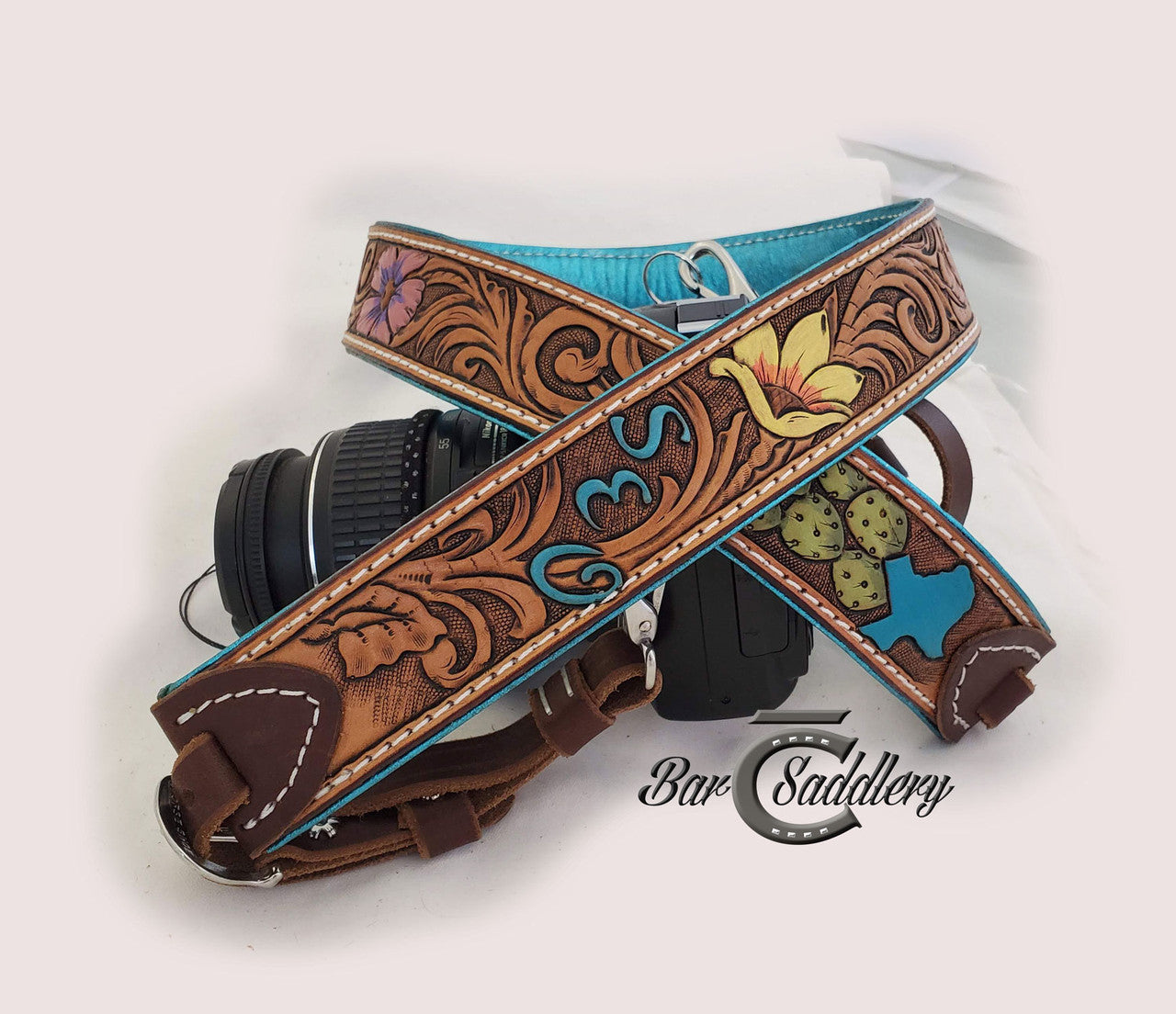 Custom Tooled Leather Camera Strap