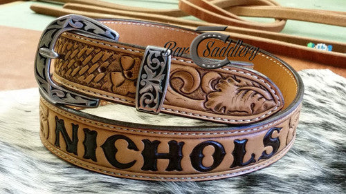 Hand Tooled Leather Men's Belt