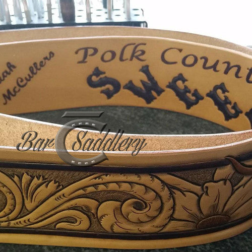 Leather Rodeo Queen / Princess / Sweetheart Sash - Hand Tooled